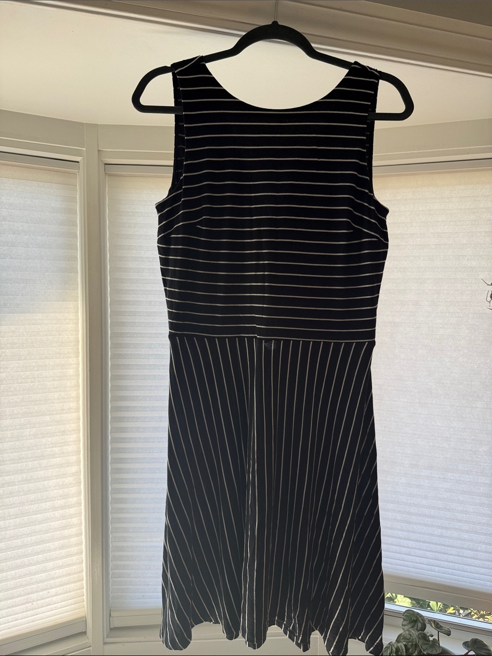 Loft- Classic Black & White Striped Sleeveless Dress